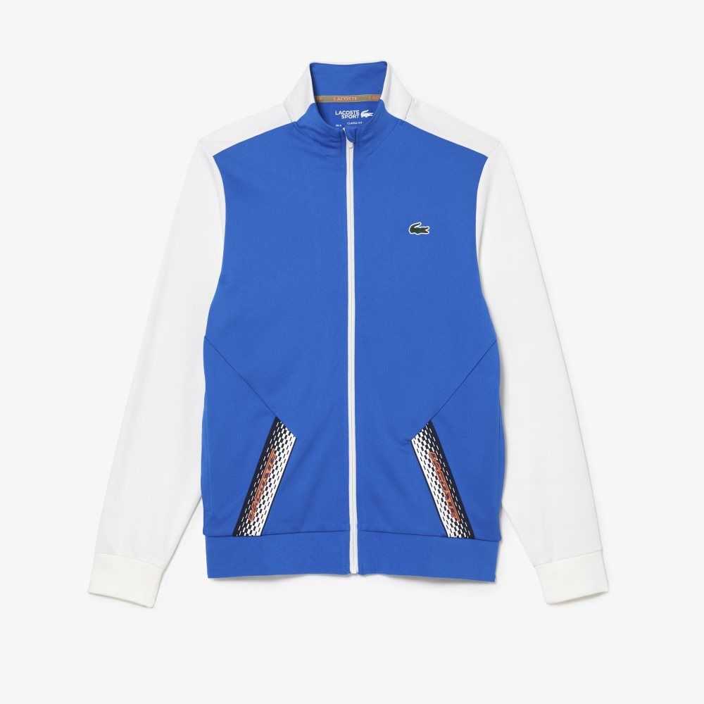 Lacoste Tennis Zipped Ripstop Sweatshirt Blue / White / Blue | JYX-516072