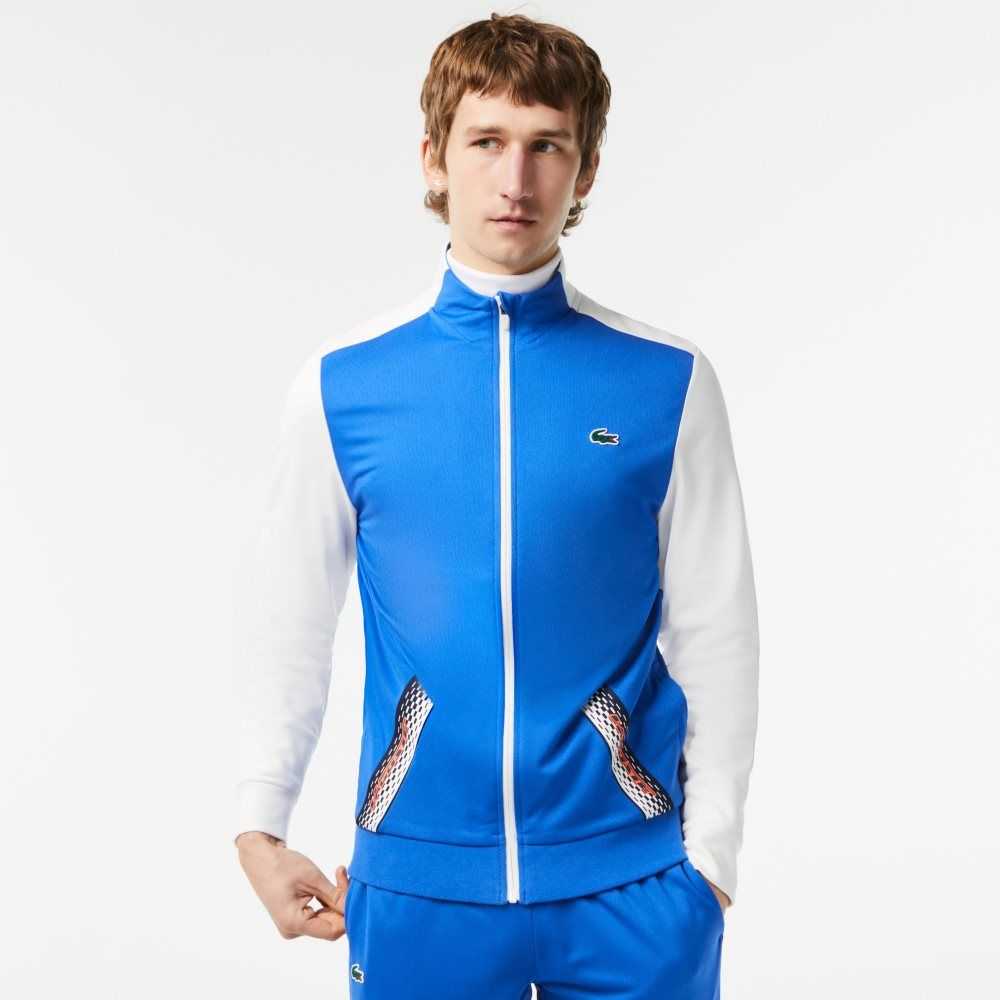 Lacoste Tennis Zipped Ripstop Sweatshirt Blue / White / Blue | JYX-516072