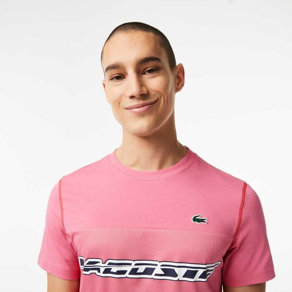 Lacoste Tennis x Daniil Medvedev Jersey T-Shirt Pink / Red / Blue | JEP-578163