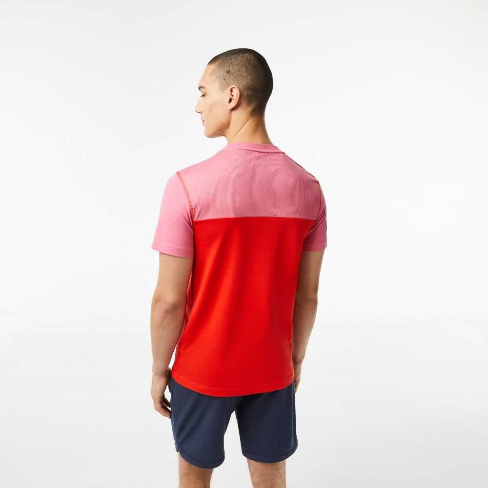 Lacoste Tennis x Daniil Medvedev Jersey T-Shirt Pink / Red / Blue | JEP-578163