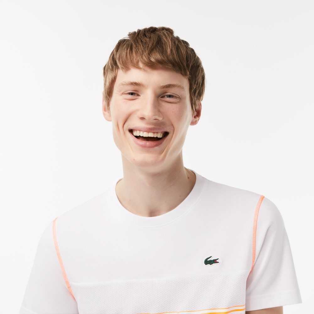 Lacoste Tennis x Daniil Medvedev Jersey T-Shirt White / Blue / Orange | MHG-473156