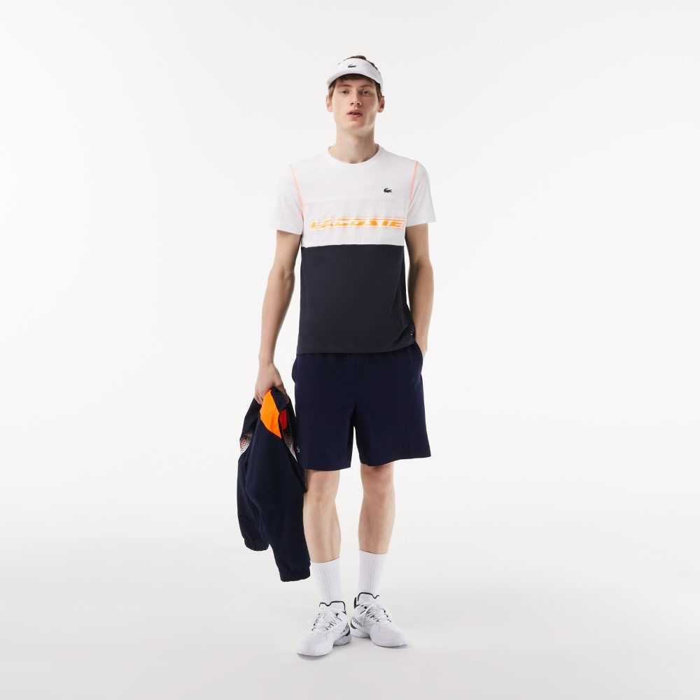 Lacoste Tennis x Daniil Medvedev Jersey T-Shirt White / Blue / Orange | MHG-473156