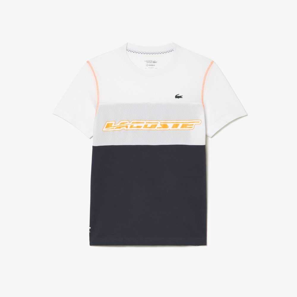 Lacoste Tennis x Daniil Medvedev Jersey T-Shirt White / Blue / Orange | MHG-473156