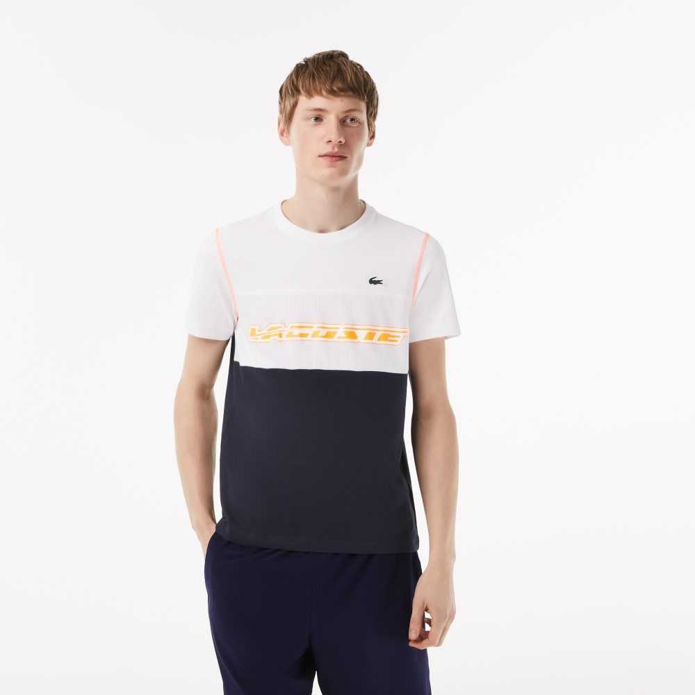 Lacoste Tennis x Daniil Medvedev Jersey T-Shirt White / Blue / Orange | MHG-473156