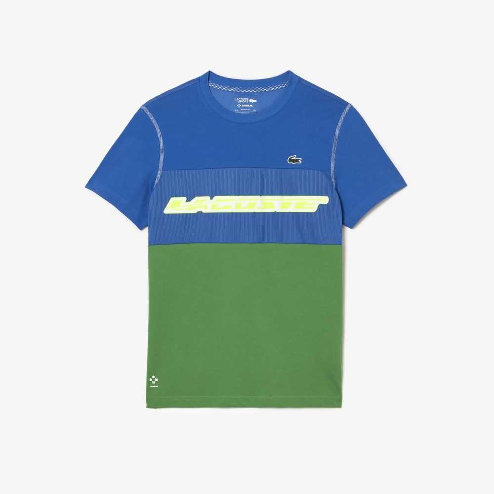 Lacoste Tennis x Daniil Medvedev Jersey T-Shirt Blue / Green / White / Yellow | RLD-138260