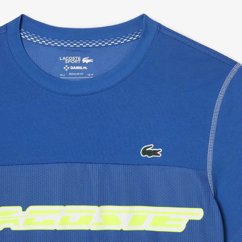 Lacoste Tennis x Daniil Medvedev Jersey T-Shirt Blue / Green / White / Yellow | RLD-138260