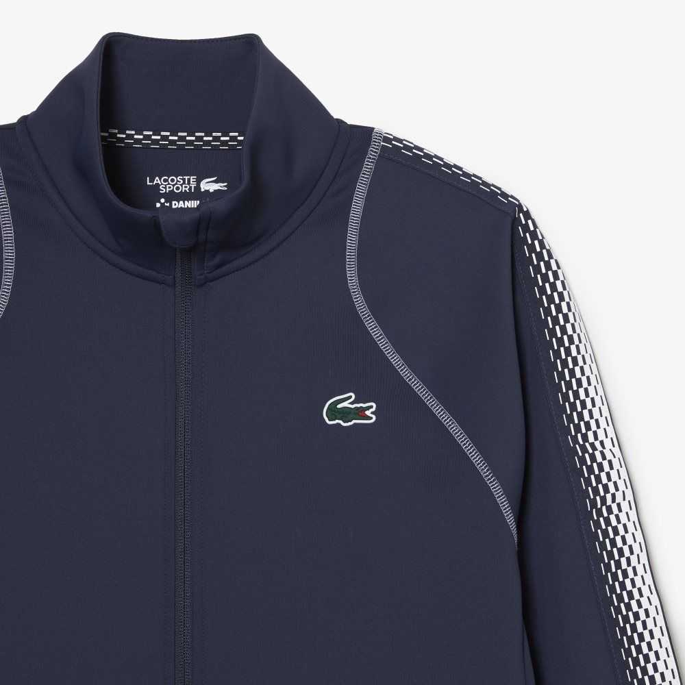 Lacoste Tennis x Daniil Medvedev Zipped Sweatshirt Blue / White | QKS-891203