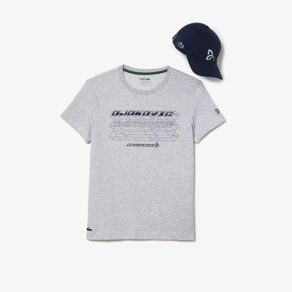 Lacoste Tennis x Novak Djokovic Regular Fit T-shirt and Cap Pack Grey Chine | VHW-065971