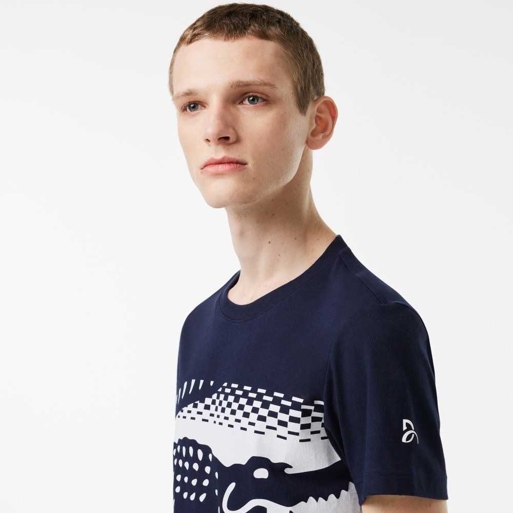 Lacoste Tennis x Novak Djokovic T-Shirt Navy Blue | FYM-170625