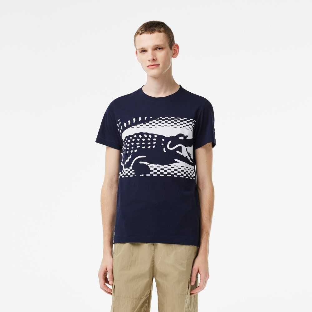 Lacoste Tennis x Novak Djokovic T-Shirt Navy Blue | FYM-170625