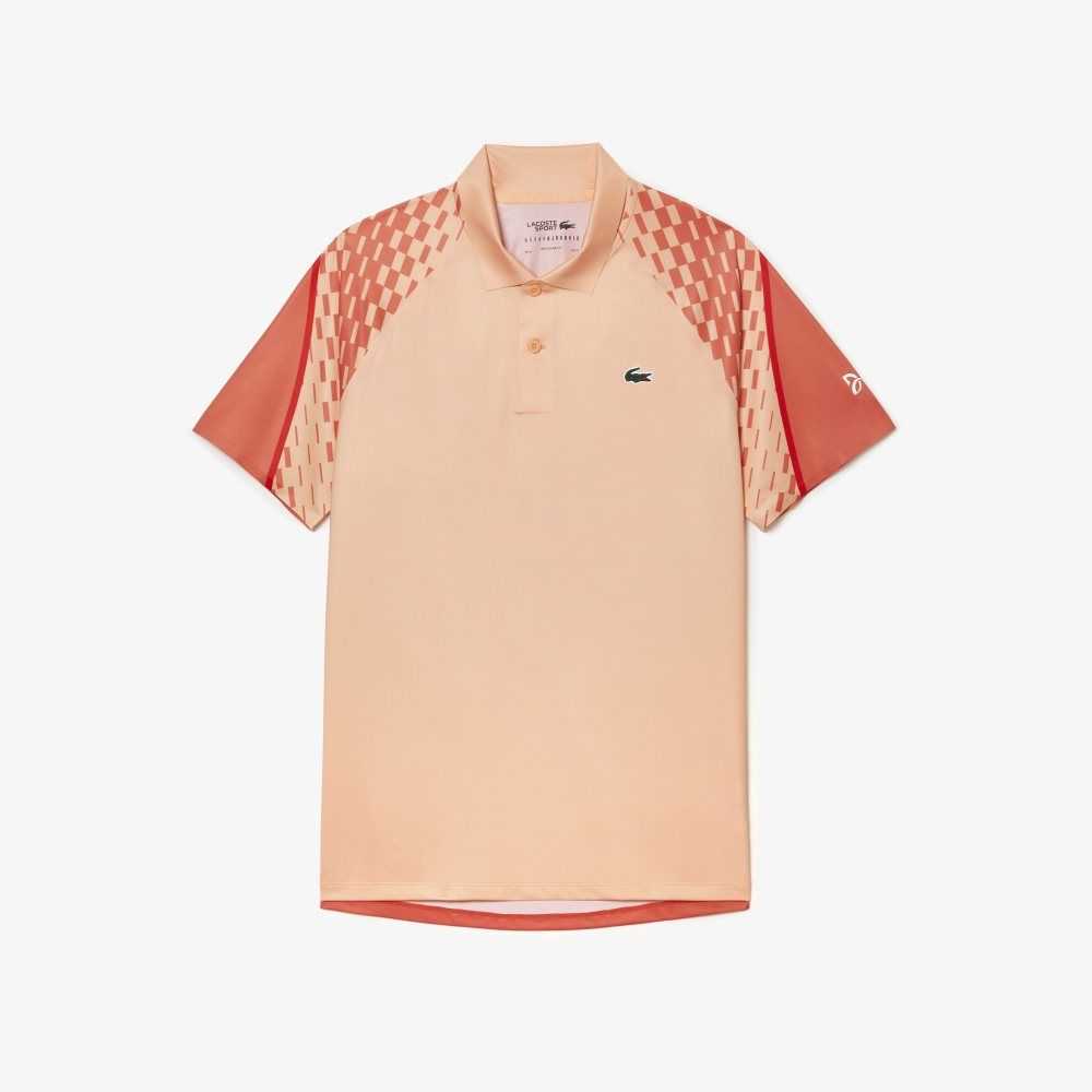 Lacoste Tennis x Novak Djokovic Tricolor Polo Light Orange / Orange / Red | JUH-794583