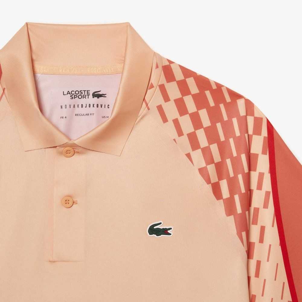 Lacoste Tennis x Novak Djokovic Tricolor Polo Light Orange / Orange / Red | JUH-794583