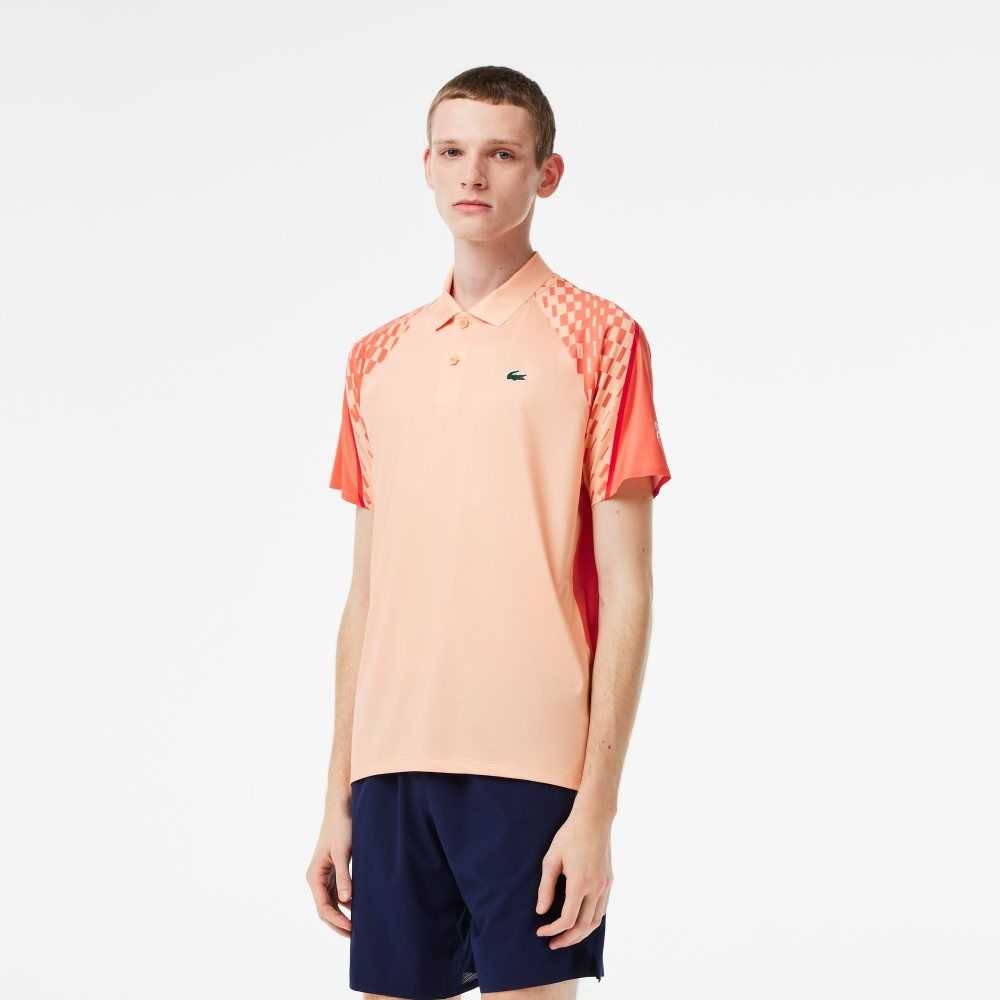 Lacoste Tennis x Novak Djokovic Tricolor Polo Light Orange / Orange / Red | JUH-794583