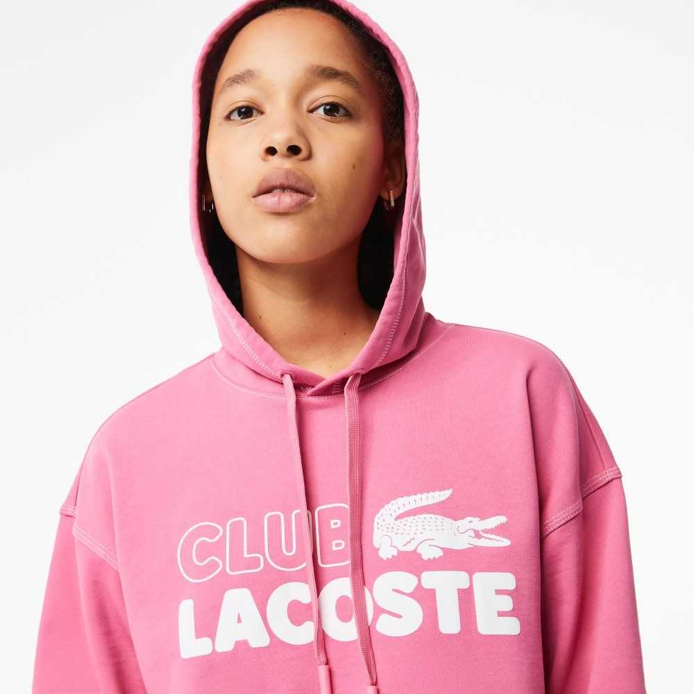 Lacoste Texture Print Hoodie Pink | TRK-438561