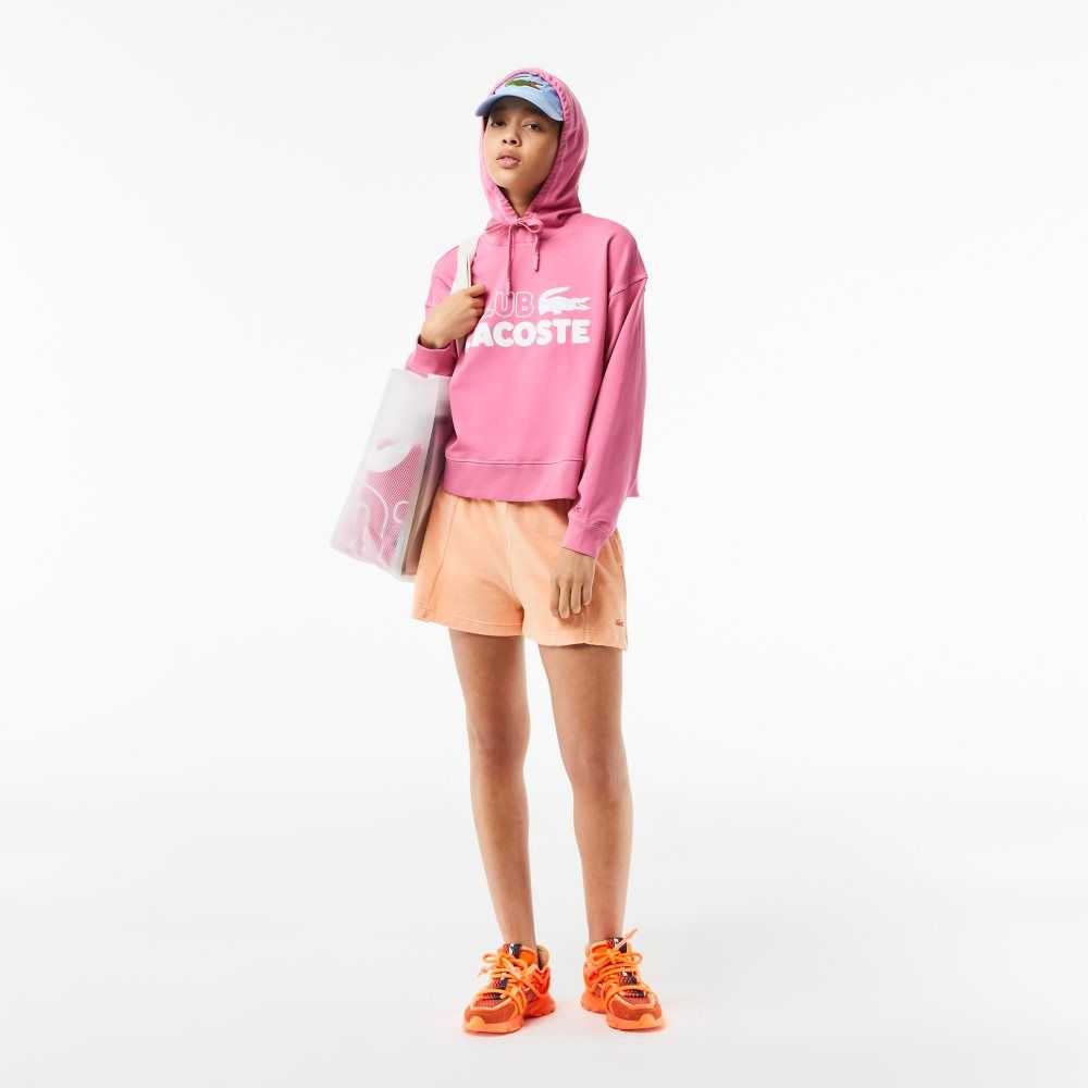 Lacoste Texture Print Hoodie Pink | TRK-438561