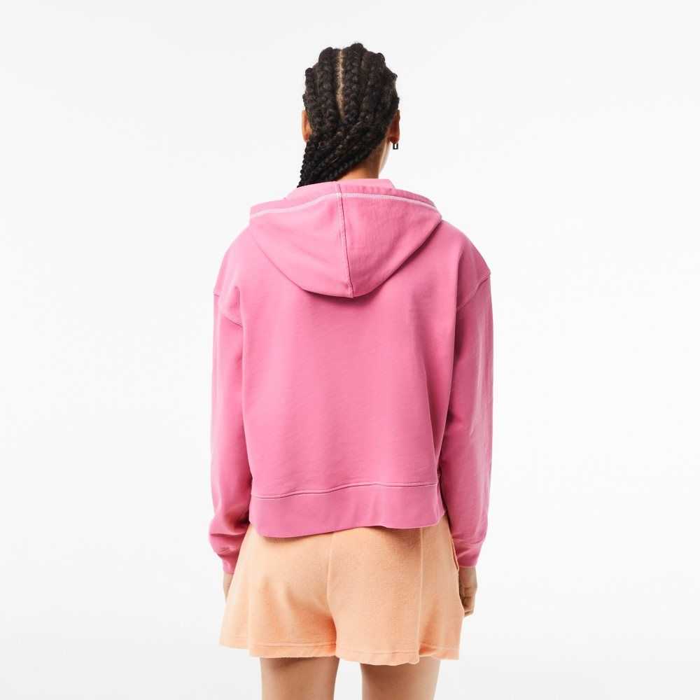 Lacoste Texture Print Hoodie Pink | TRK-438561