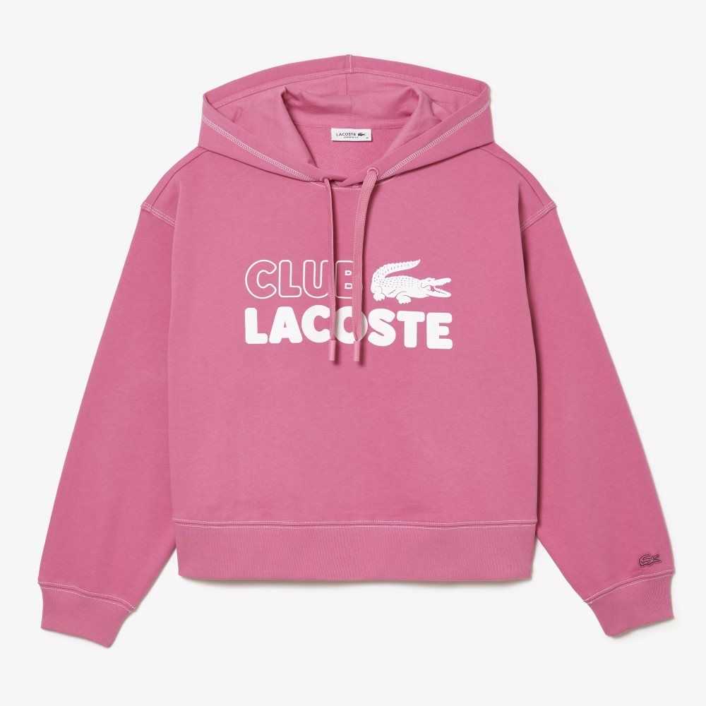 Lacoste Texture Print Hoodie Pink | TRK-438561