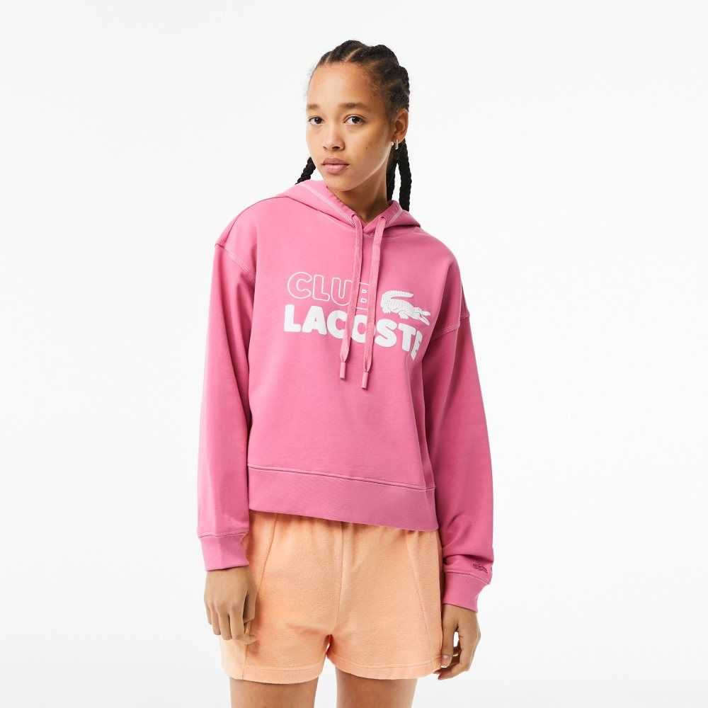 Lacoste Texture Print Hoodie Pink | TRK-438561