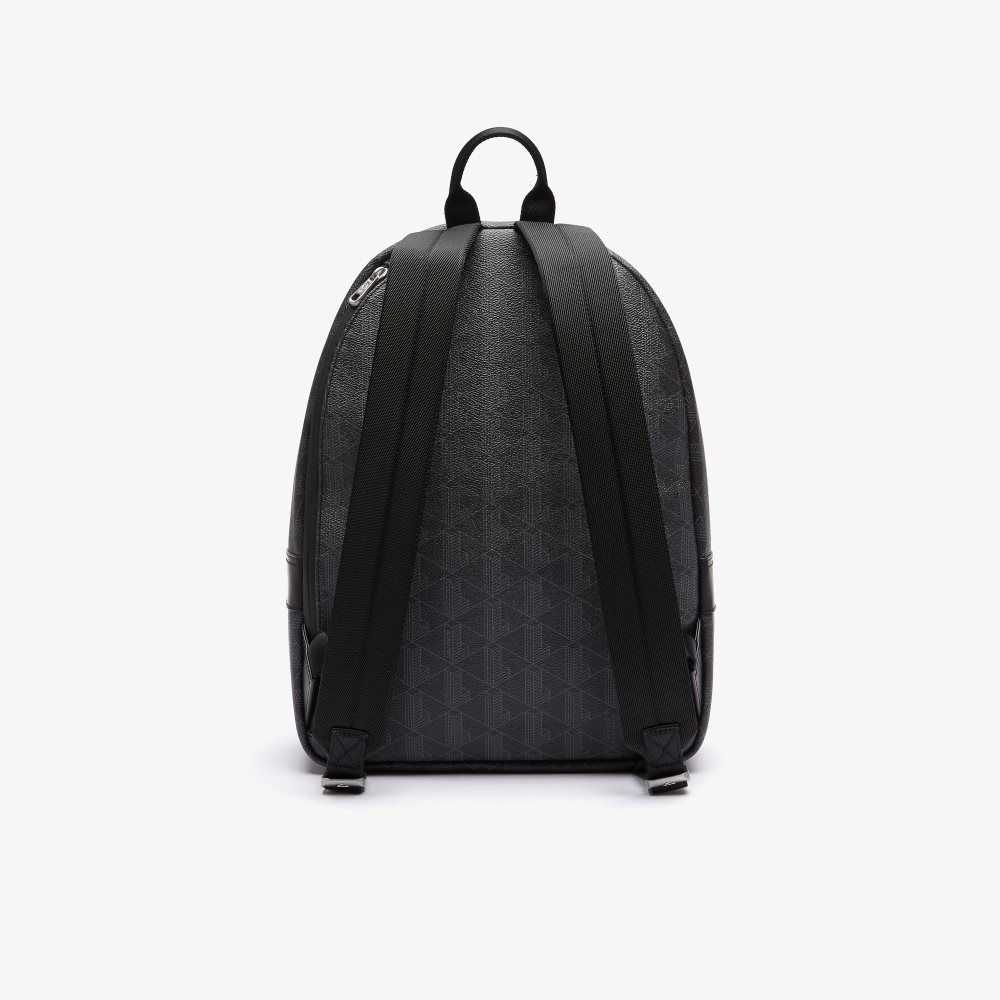 Lacoste The Blend Monogram Canvas Backpack Monogram Noir Gris | OIG-714906