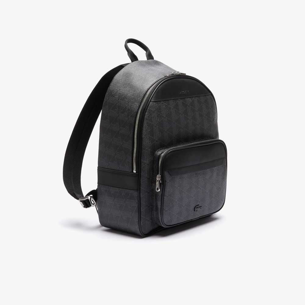 Lacoste The Blend Monogram Canvas Backpack Monogram Noir Gris | OIG-714906