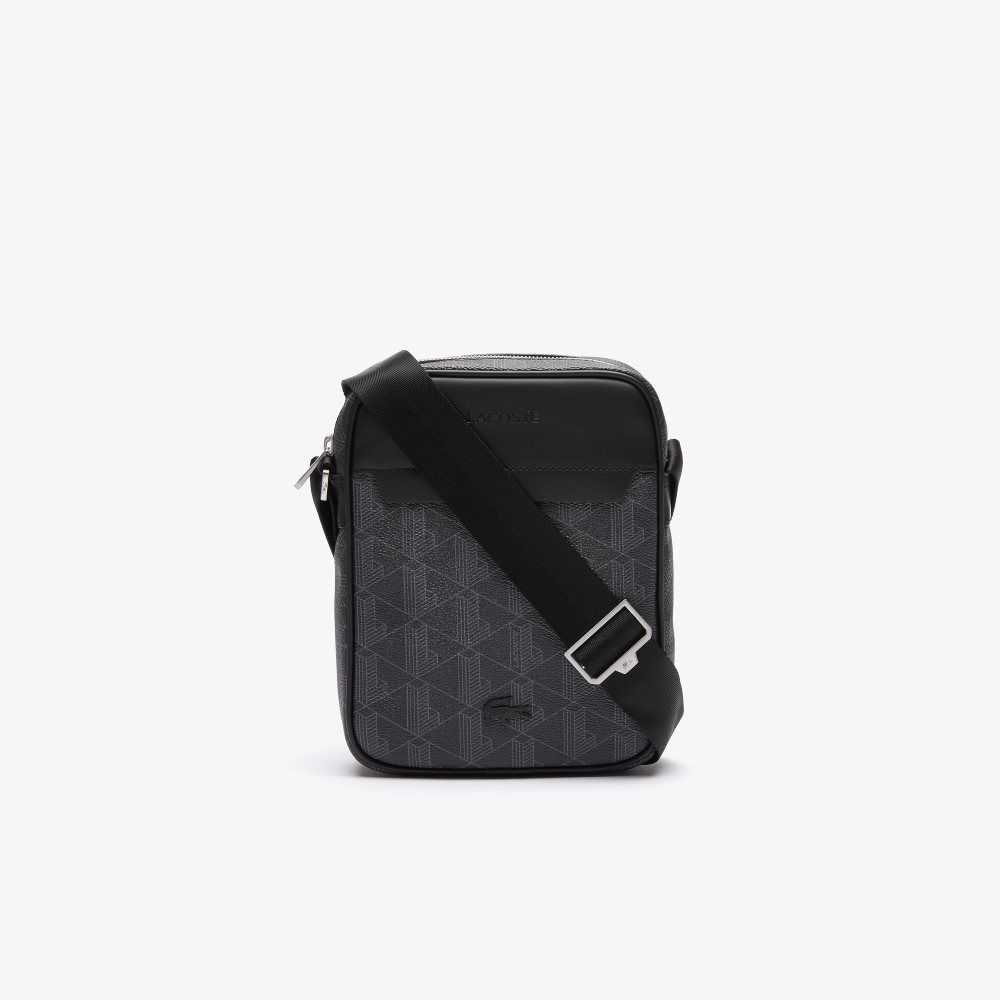 Lacoste The Blend Monogram Canvas Vertical Bag Monogram Noir Gris | YWV-026837