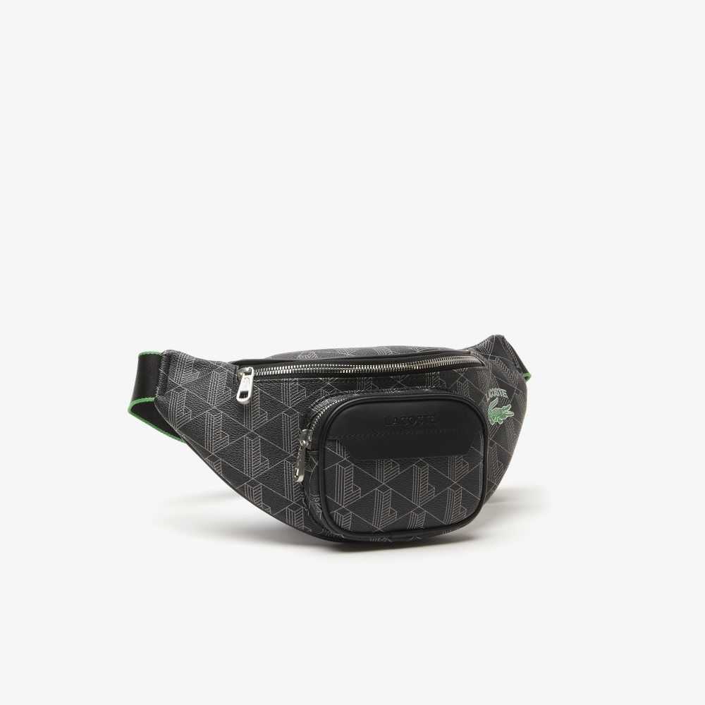 Lacoste The Blend Monogram Print Belt Bag Mono Noir Gris Estragon | ZNY-908137