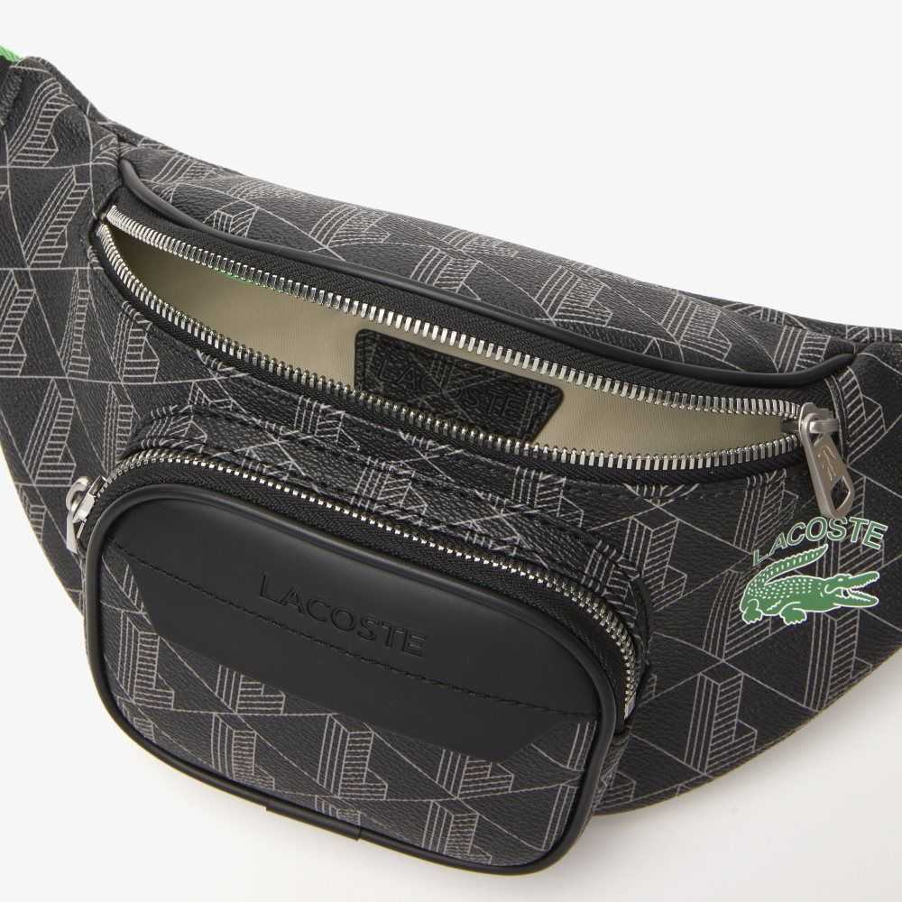 Lacoste The Blend Monogram Print Belt Bag Mono Noir Gris Estragon | ZNY-908137