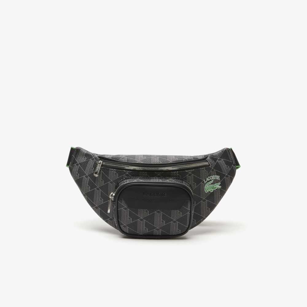 Lacoste The Blend Monogram Print Belt Bag Mono Noir Gris Estragon | ZNY-908137