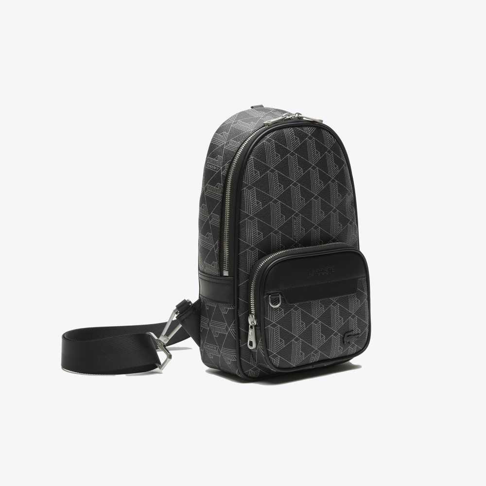 Lacoste The Blend Monogram Print Cross Body Bag Monogram Noir Gris | JUH-503481