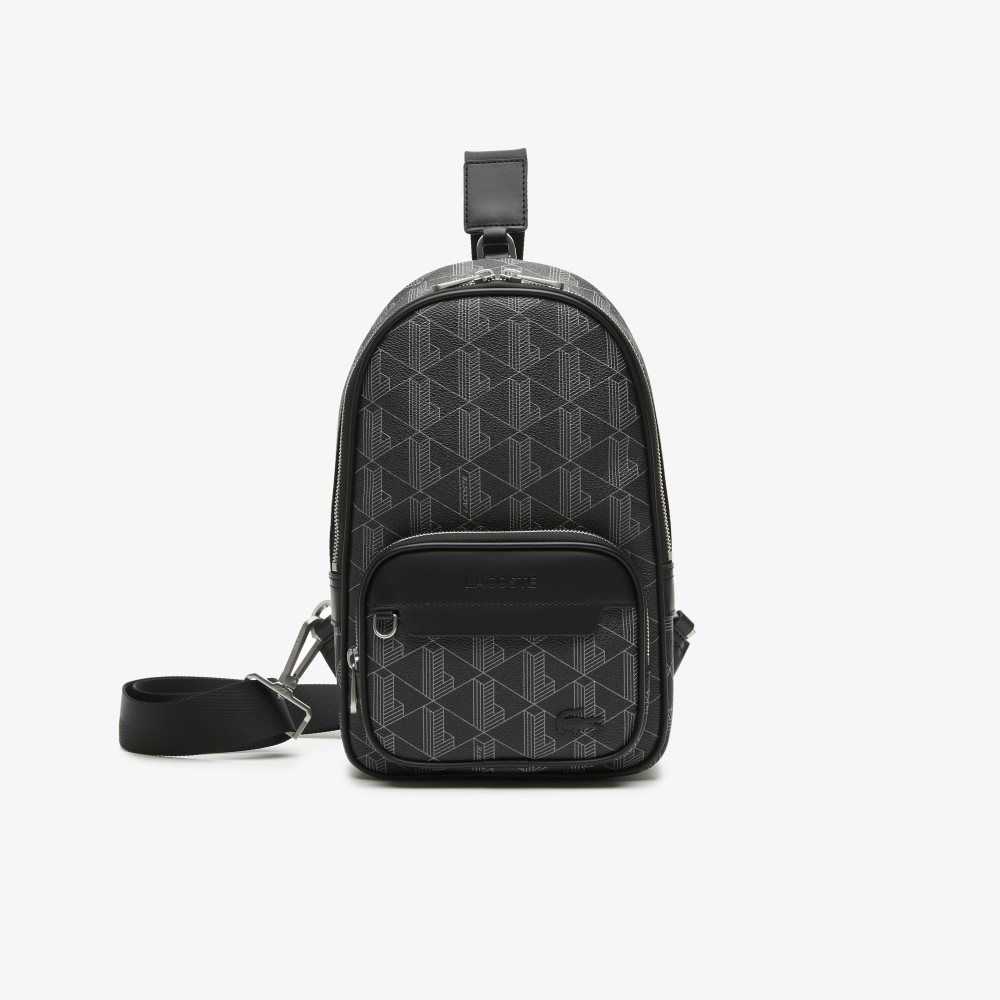 Lacoste The Blend Monogram Print Cross Body Bag Monogram Noir Gris | JUH-503481