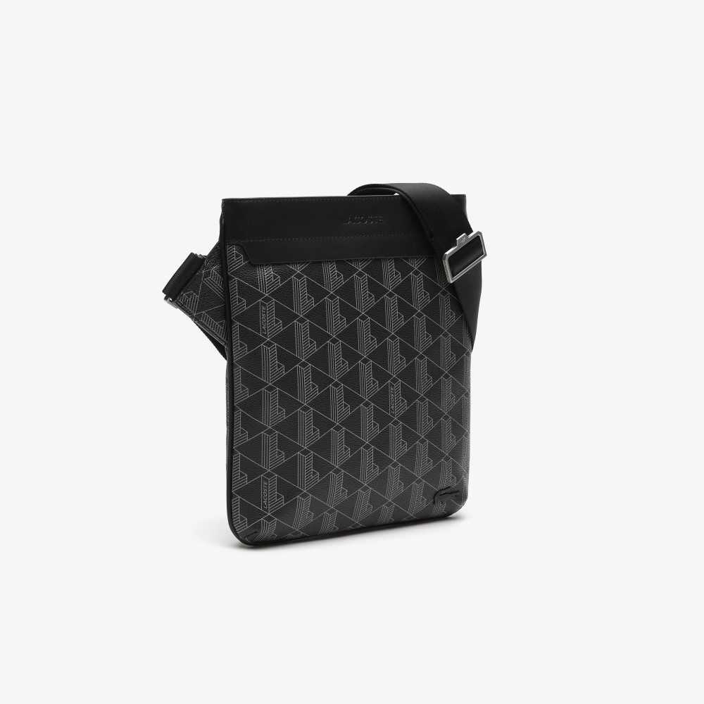 Lacoste The Blend Monogram Print Shoulder Bag Monogram Noir Gris | KLV-031628