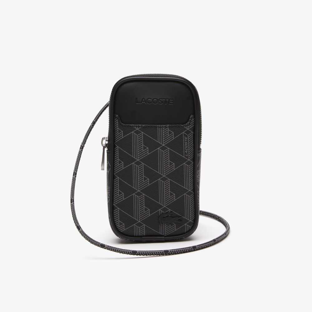 Lacoste The Blend Monogram Print Smartphone Holder Monogram Noir Gris | KHJ-903412