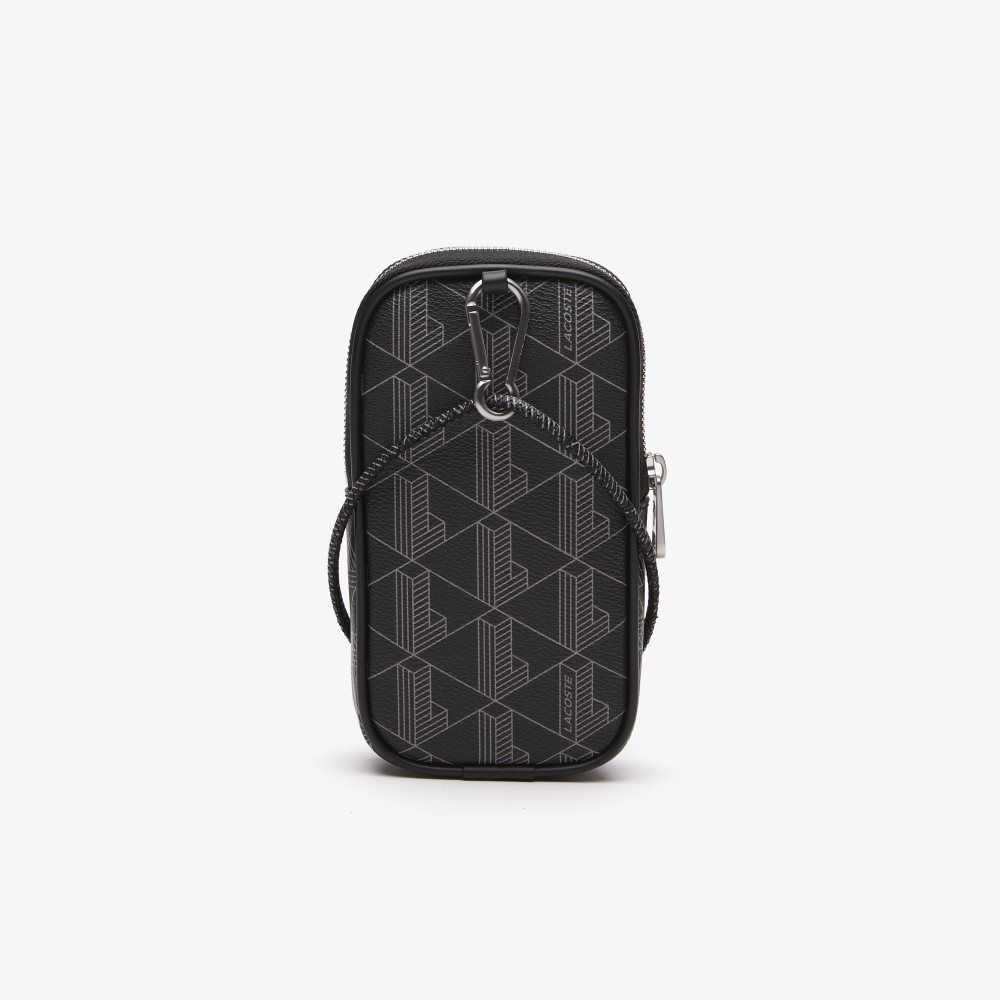 Lacoste The Blend Monogram Print Smartphone Holder Monogram Noir Gris | KHJ-903412