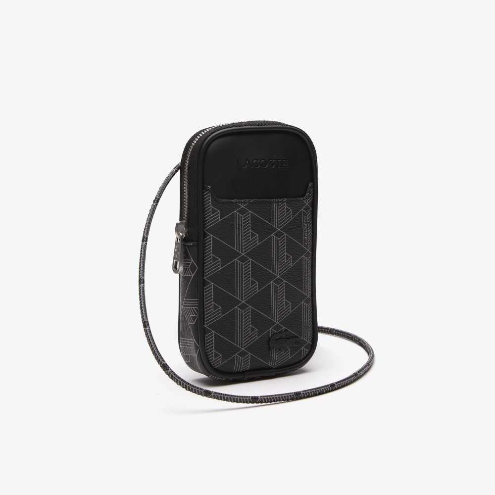 Lacoste The Blend Monogram Print Smartphone Holder Monogram Noir Gris | KHJ-903412