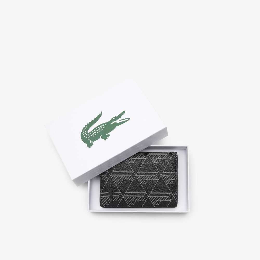 Lacoste The Blend Monogram Print Vertical Card Holder Monogram Noir Gris | SQN-024935