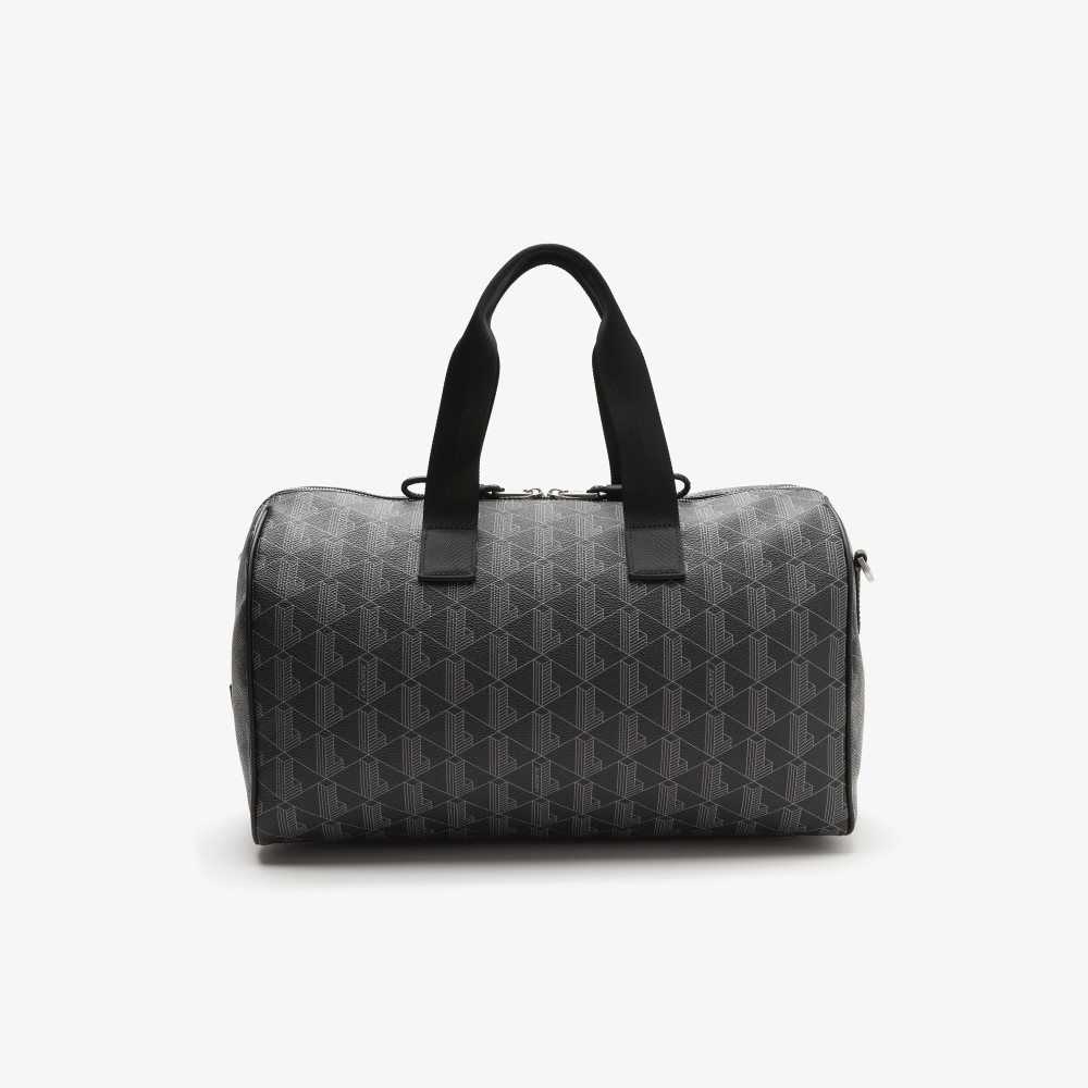 Lacoste The Blend Monogram Print Weekend Bag Monogram Noir Gris | ANU-986054