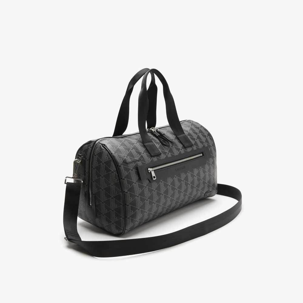 Lacoste The Blend Monogram Print Weekend Bag Monogram Noir Gris | ANU-986054