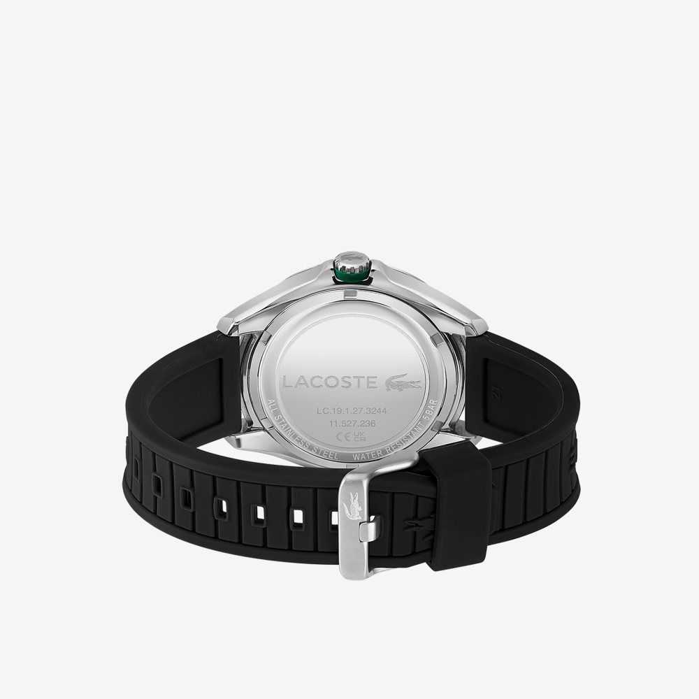 Lacoste Tiebreaker 3 Hands Black Silicone Watch Black | YXB-915068