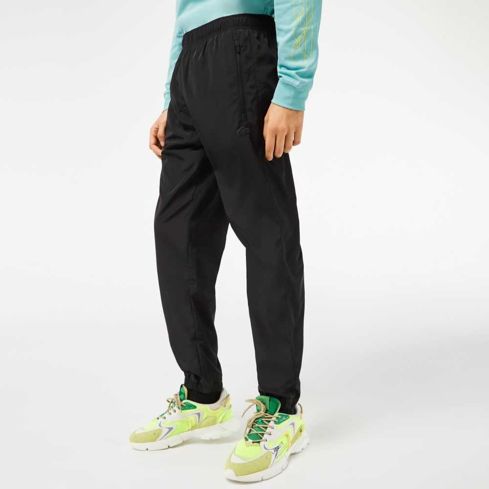 Lacoste Track Pants with GPS Coordinates Black | XTW-356947