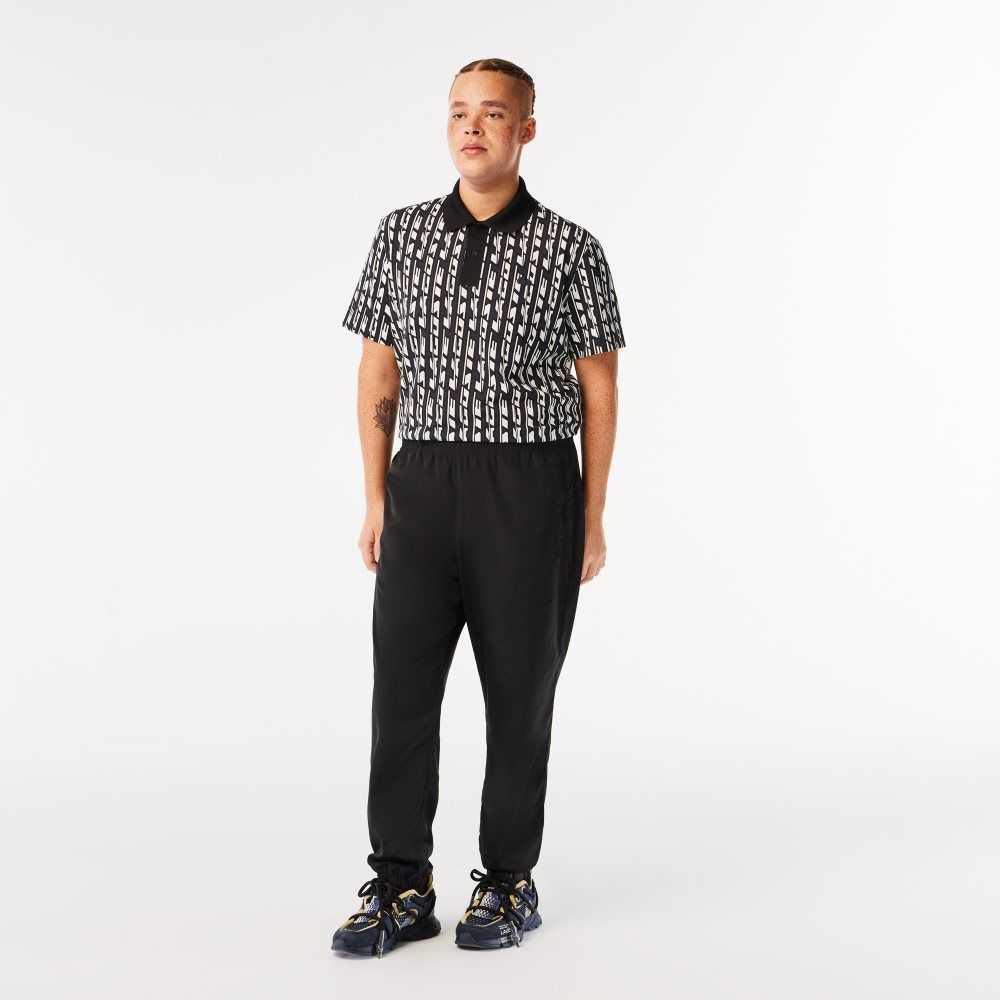 Lacoste Track Pants with GPS Coordinates Black | XTW-356947