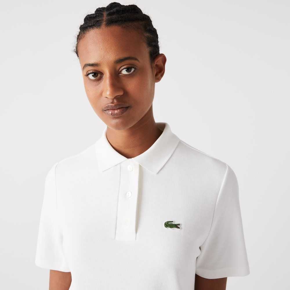 Lacoste Trumpet Sleeve Pique Polo Dress White | MWY-028795