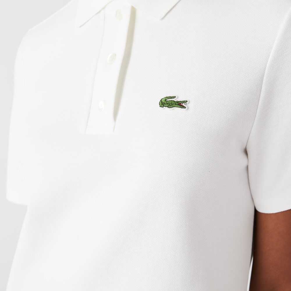 Lacoste Trumpet Sleeve Pique Polo Dress White | MWY-028795