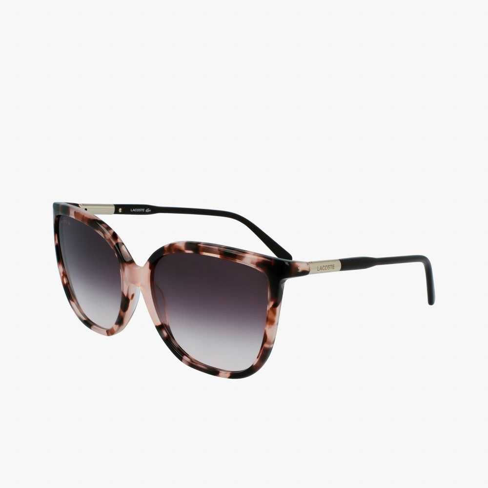 Lacoste Tubular Temple Butterfly Acetate Sunglasses Matte Rose | DCJ-283954