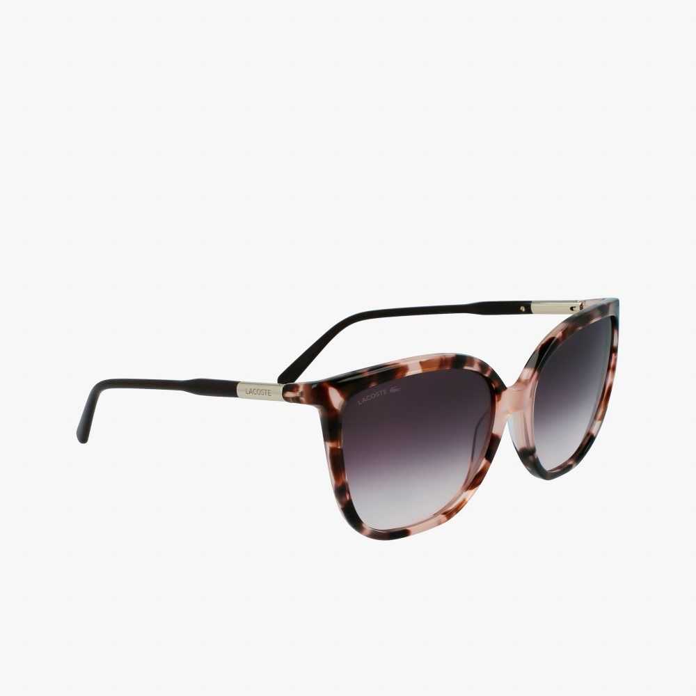 Lacoste Tubular Temple Butterfly Acetate Sunglasses Matte Rose | DCJ-283954