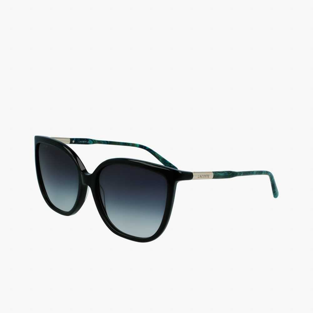 Lacoste Tubular Temple Butterfly Acetate Sunglasses Matt Black | QXG-150493