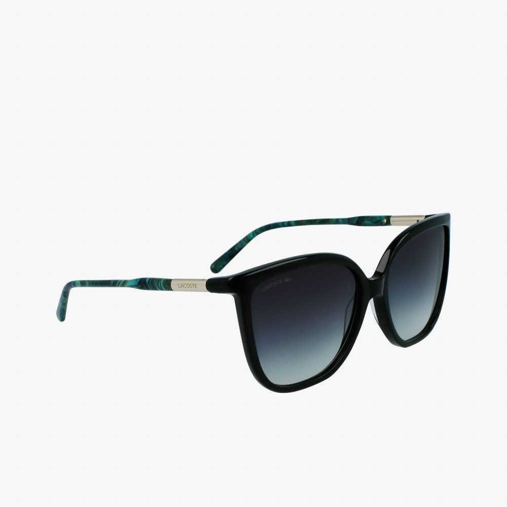 Lacoste Tubular Temple Butterfly Acetate Sunglasses Matt Black | QXG-150493