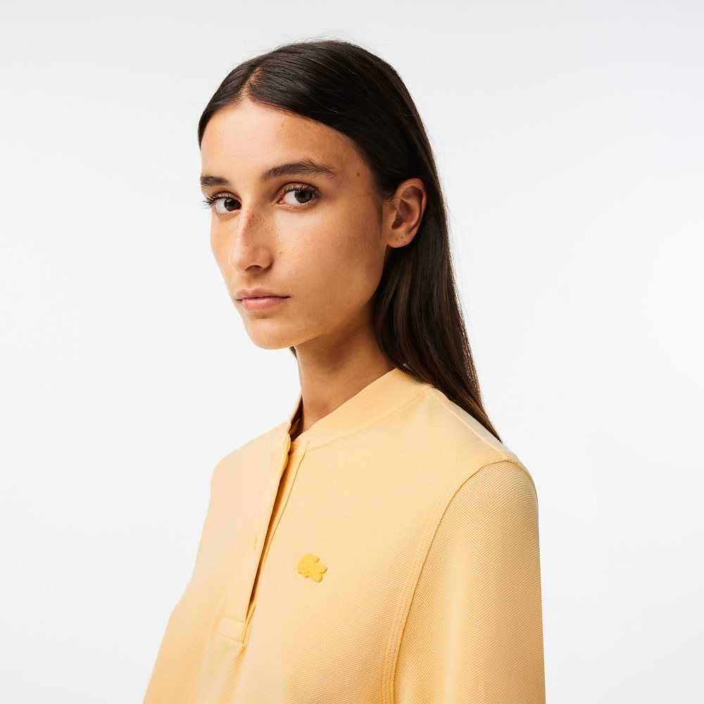 Lacoste Tunisian Neck Organic Cotton Pique T-Shirt Yellow | VAC-897603