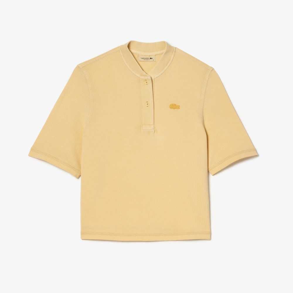 Lacoste Tunisian Neck Organic Cotton Pique T-Shirt Yellow | VAC-897603