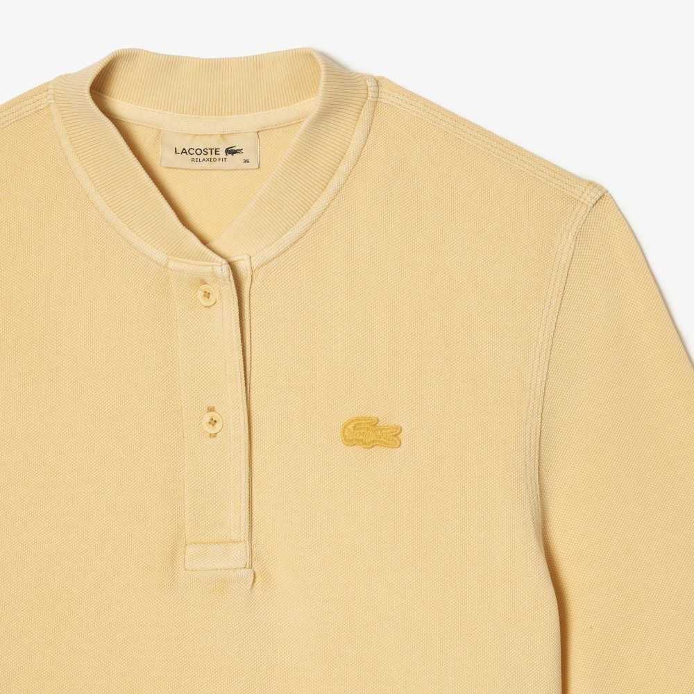 Lacoste Tunisian Neck Organic Cotton Pique T-Shirt Yellow | VAC-897603