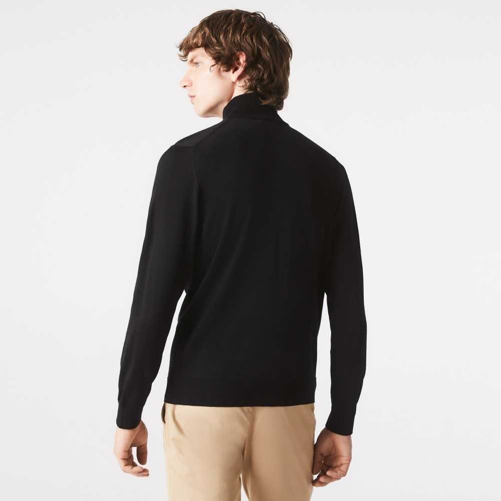 Lacoste Turtleneck Merino Wool Sweater Black | BOI-432560